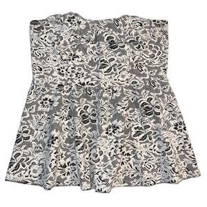 Maurices Womens Peplum Top Blouse Strapless Floral Lace Black Beige Size 0 14
